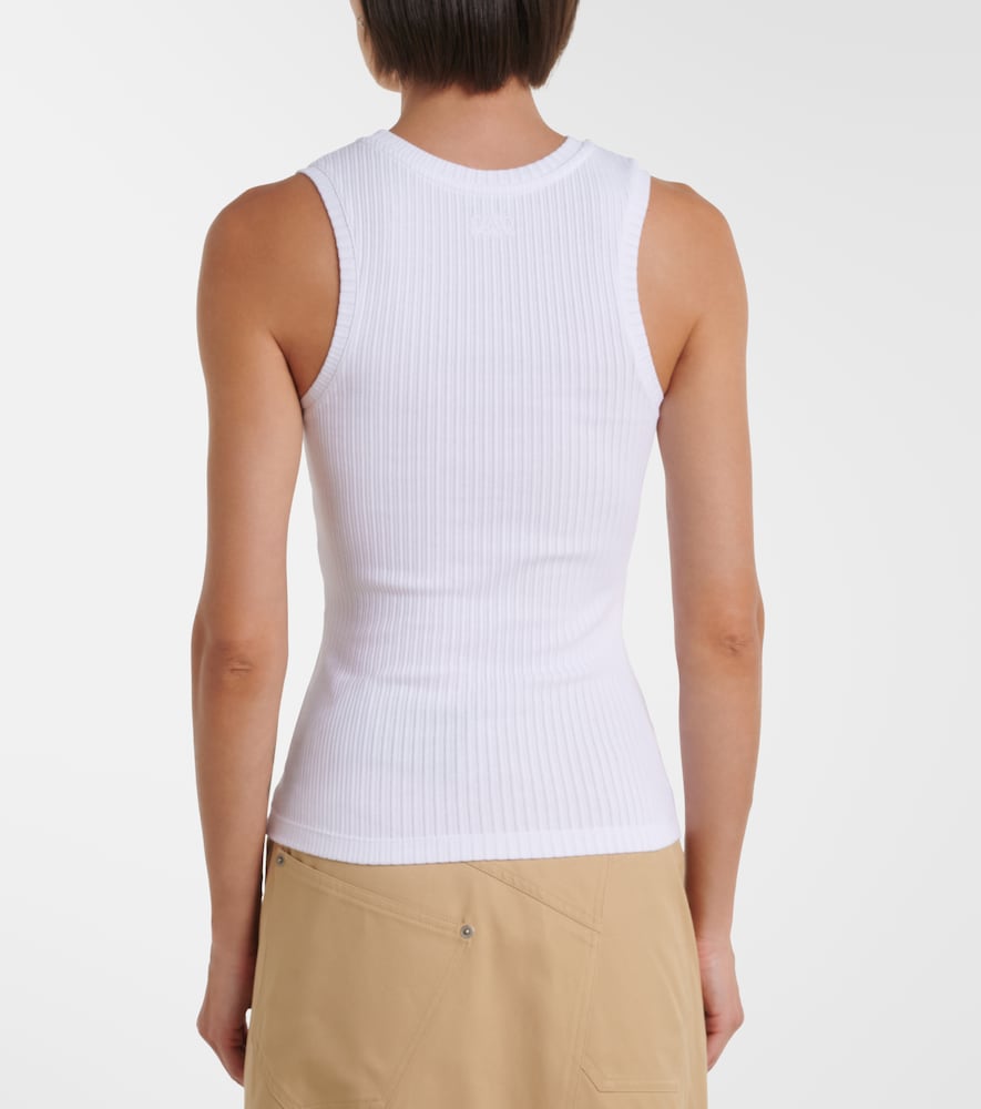Ribbed-Knit Cotton-Blend Tank Top