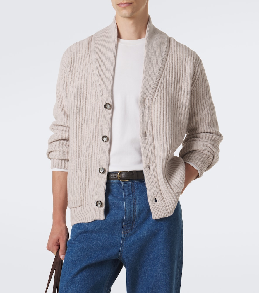 Ribbed-Knit Wool And Cashmere Cardigan