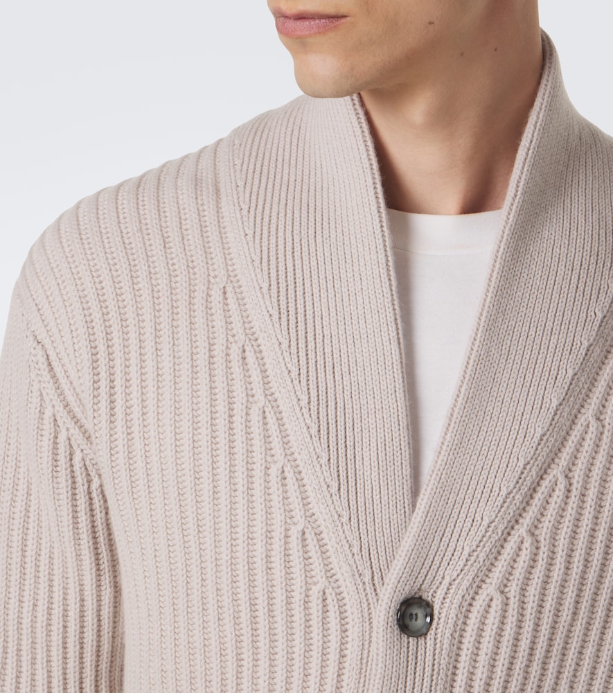 Ribbed-Knit Wool And Cashmere Cardigan