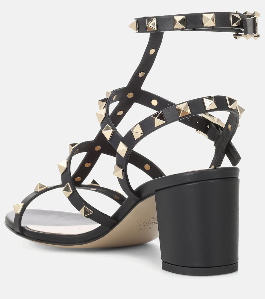 Valentino Rockstud Leather 60mm City Sandals In Black
