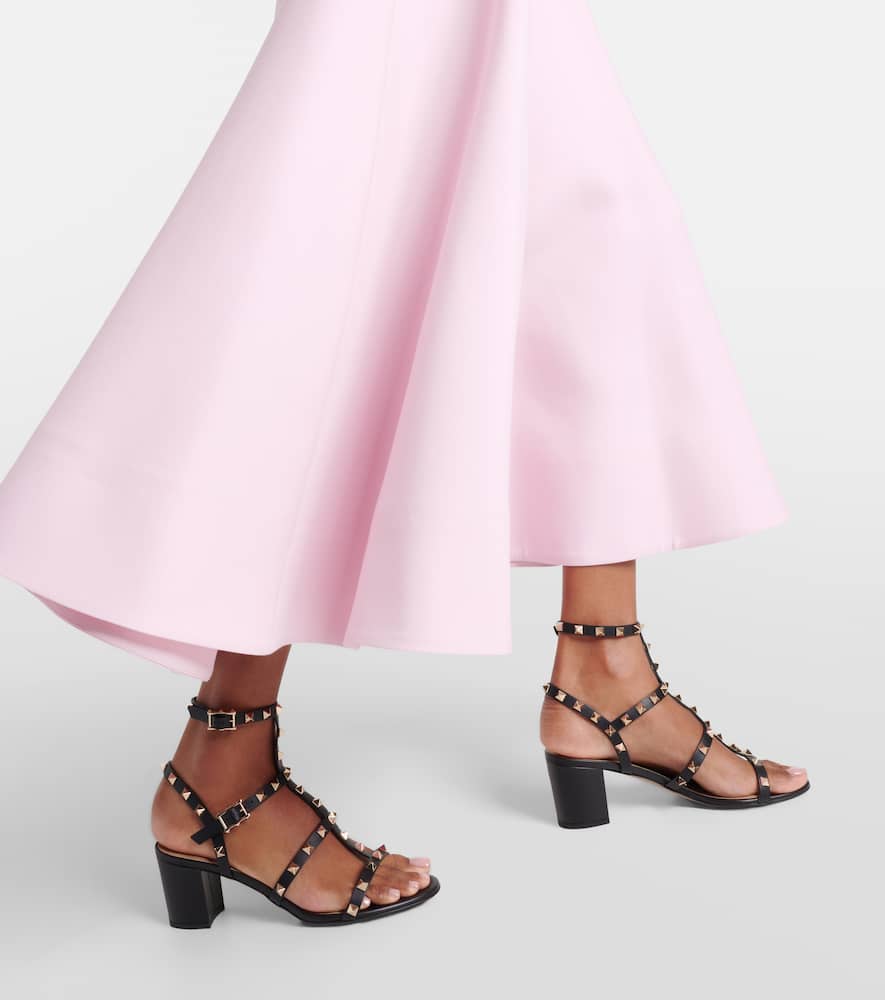 Valentino Rockstud Leather 60mm City Sandals In Black