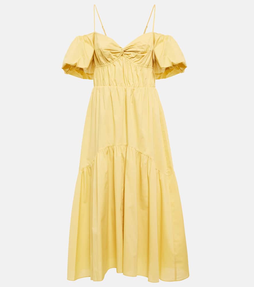 Vince Puff-sleeve cotton midi dress