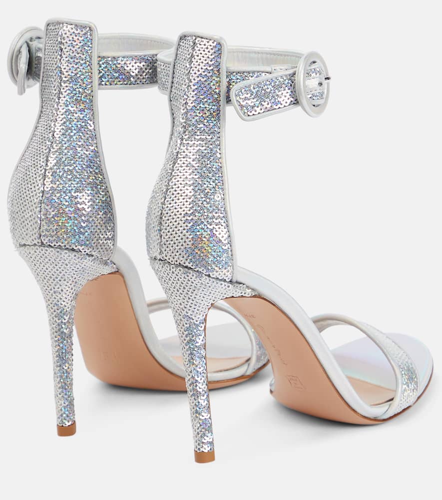 Gianvito Rossi Lennox Studded Suede Sandals In Hologram+hologram