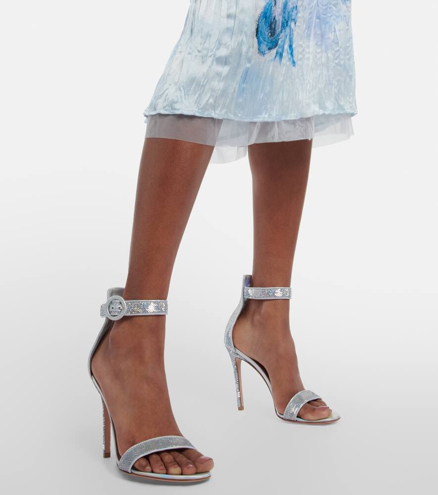 Gianvito Rossi Lennox Studded Suede Sandals In Hologram+hologram