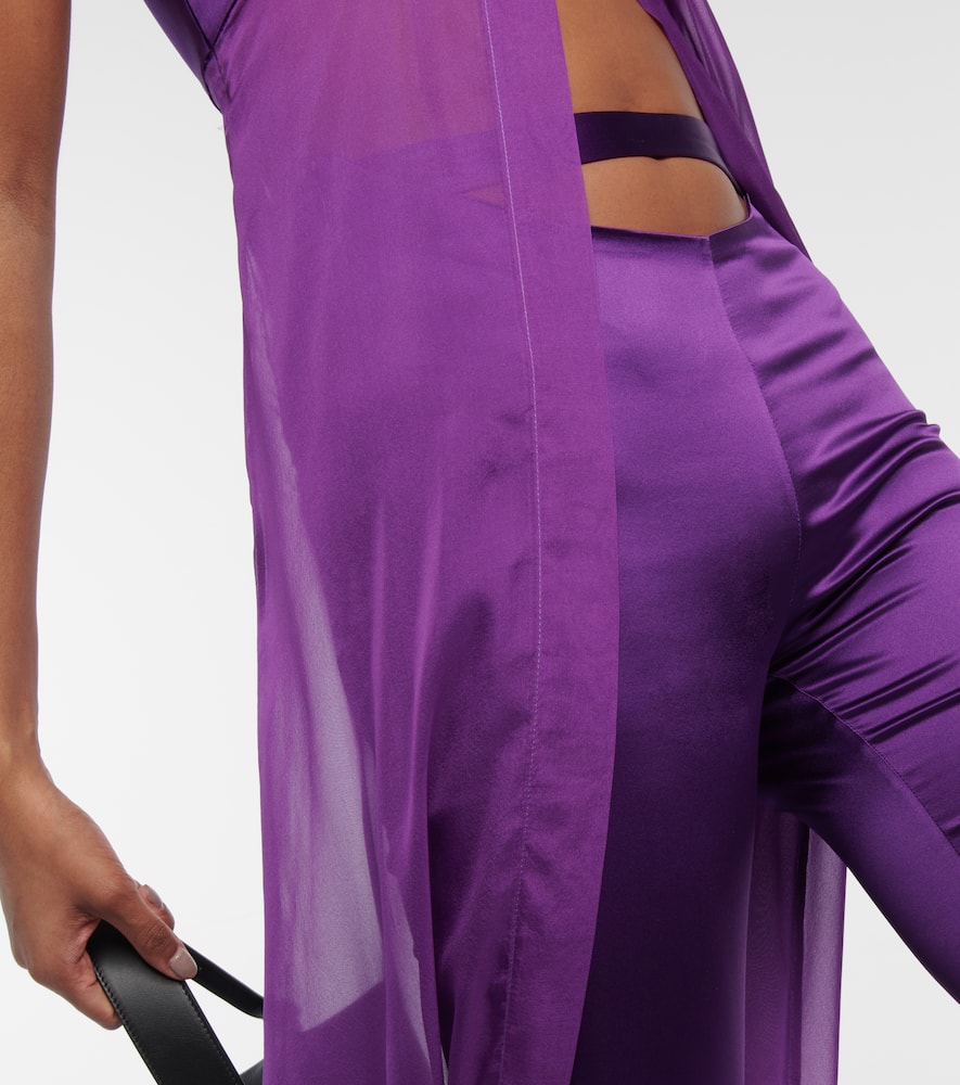 Didu Silk Satin Splithem Trousers In Purple ModeSens