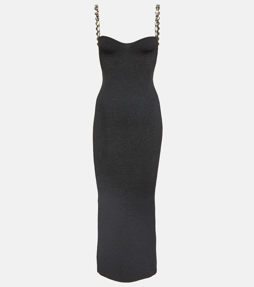 Galvan Globe Chain Wave ribbed-knit midi dress