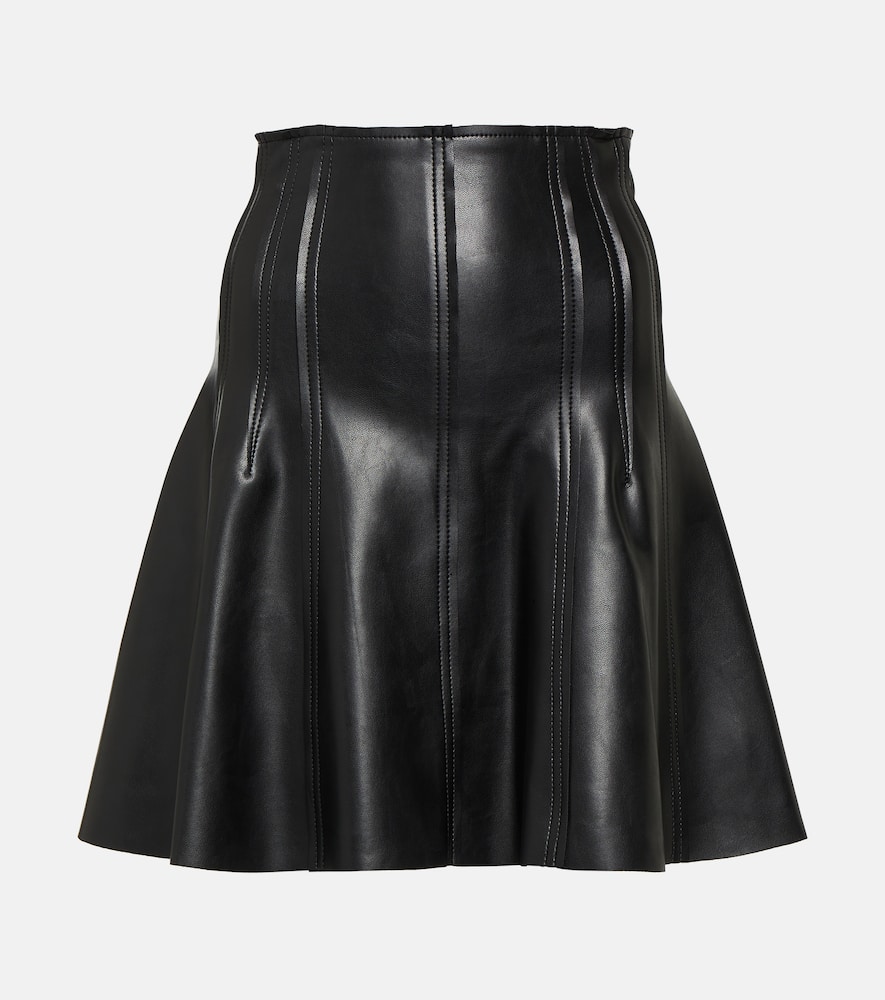 Shop Norma Kamali Grace Faux Leather Miniskirt In Black