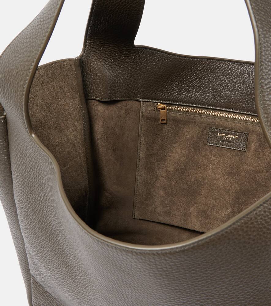 Saint Laurent Le 5 À 7 Bea Leather Tote Bag In Grey