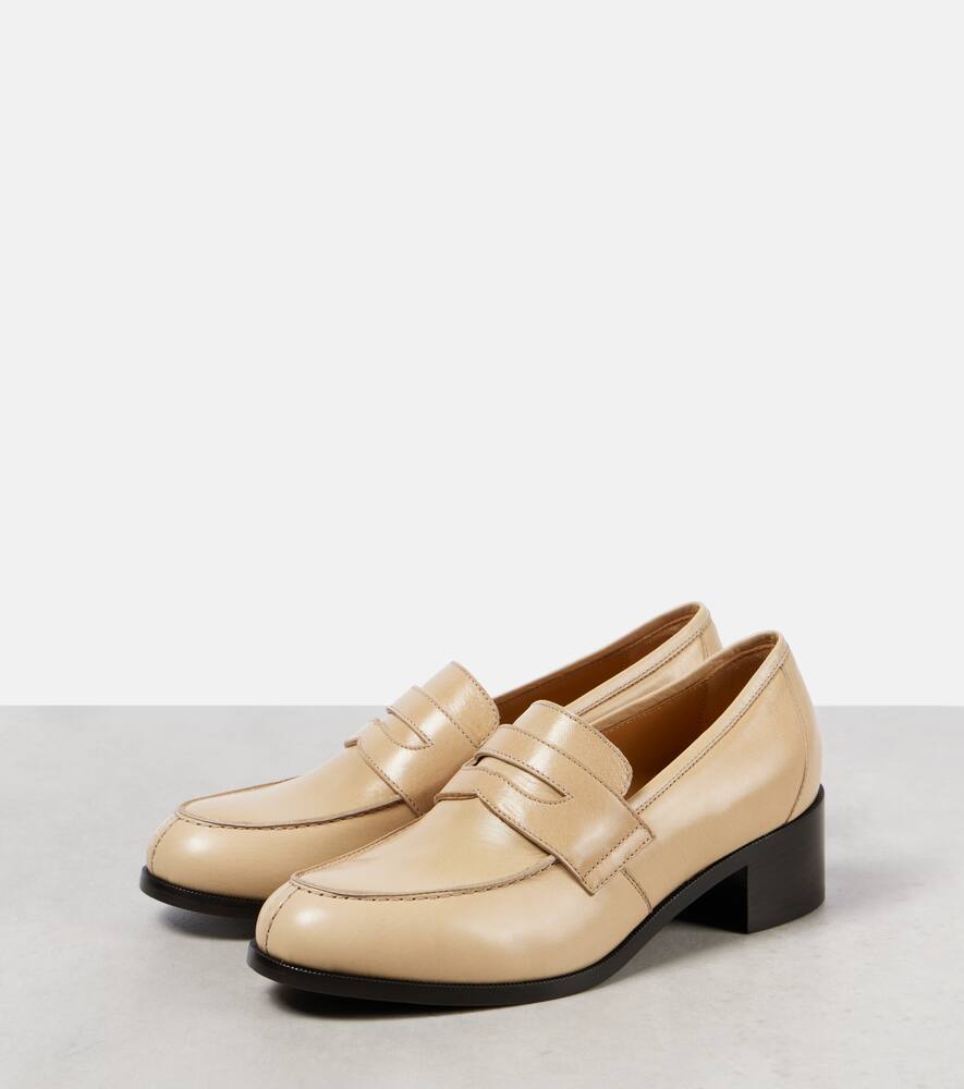 Shop The Row Vera Leather Loafer Pumps In Bark