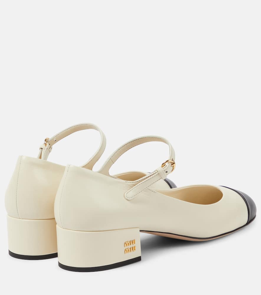 Miu Miu White And Black Goat Leather Pumps In White