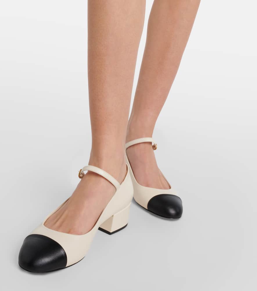 Miu Miu White And Black Goat Leather Pumps In White