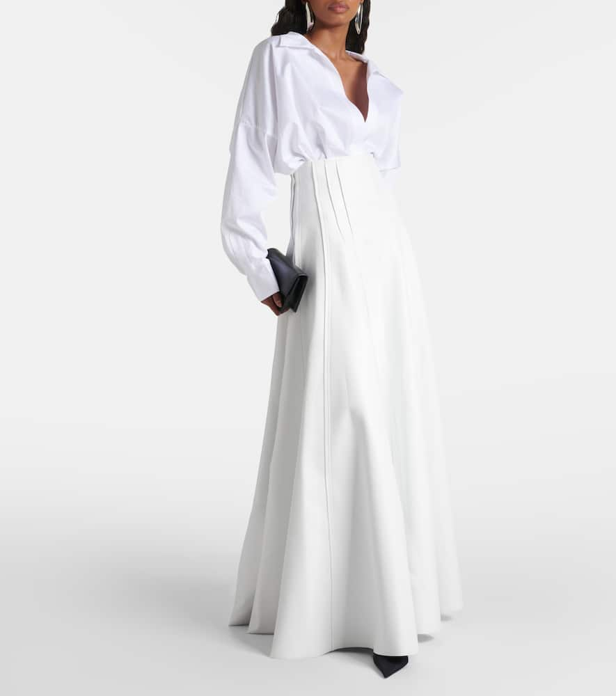 Shop Norma Kamali Grace Faux Leather Maxi Skirt In White