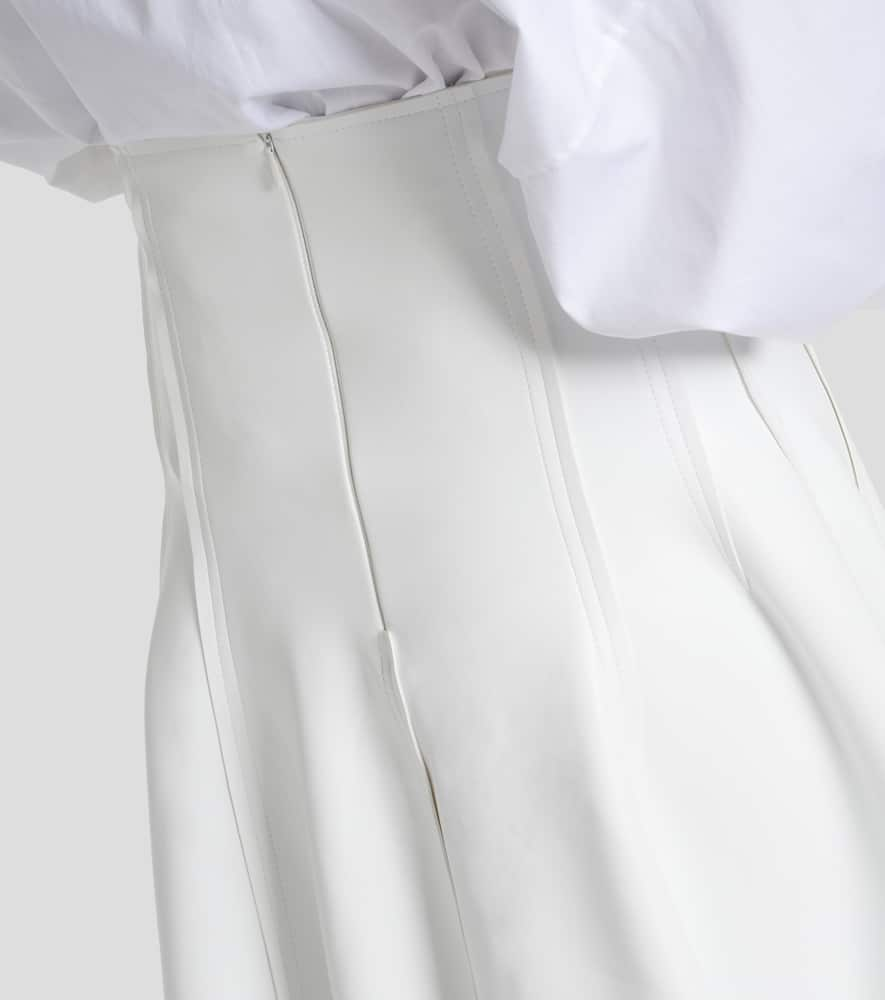 Shop Norma Kamali Grace Faux Leather Maxi Skirt In White