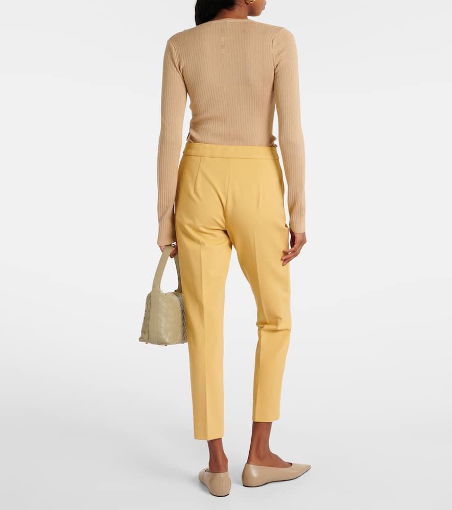 Max Mara Pegno Cropped Jersey Slim Pants In Beige
