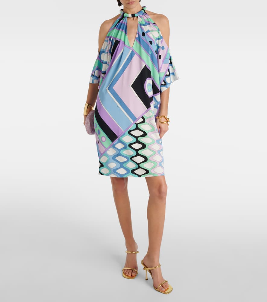 Shop Pucci Vivara-print Jersey Satin Kaftan In Blue