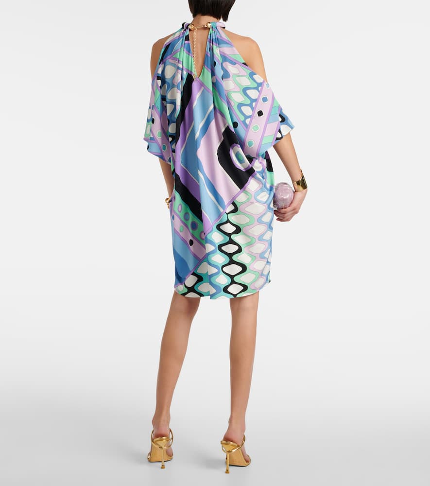 Shop Pucci Vivara-print Jersey Satin Kaftan In Blue