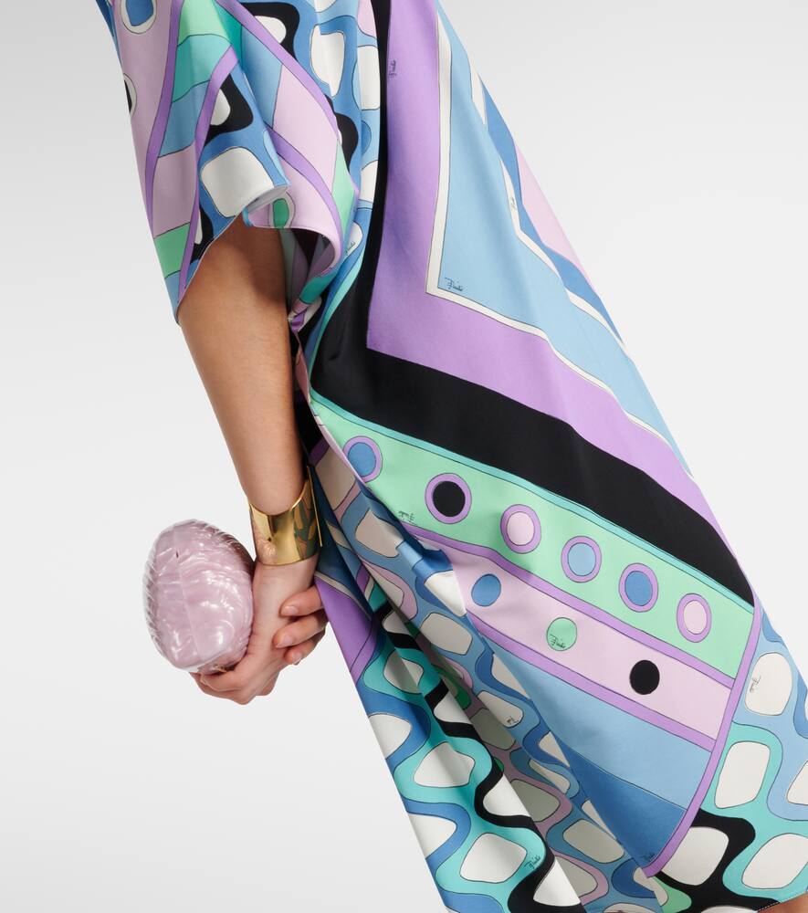 Pucci Vivara-print Jersey Satin Kaftan In Blue