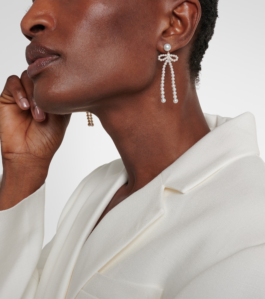 Sophie Bille Brahe Rosette De Perles 14kt Gold Drop Earrings With Freshwater Pearls In Gold