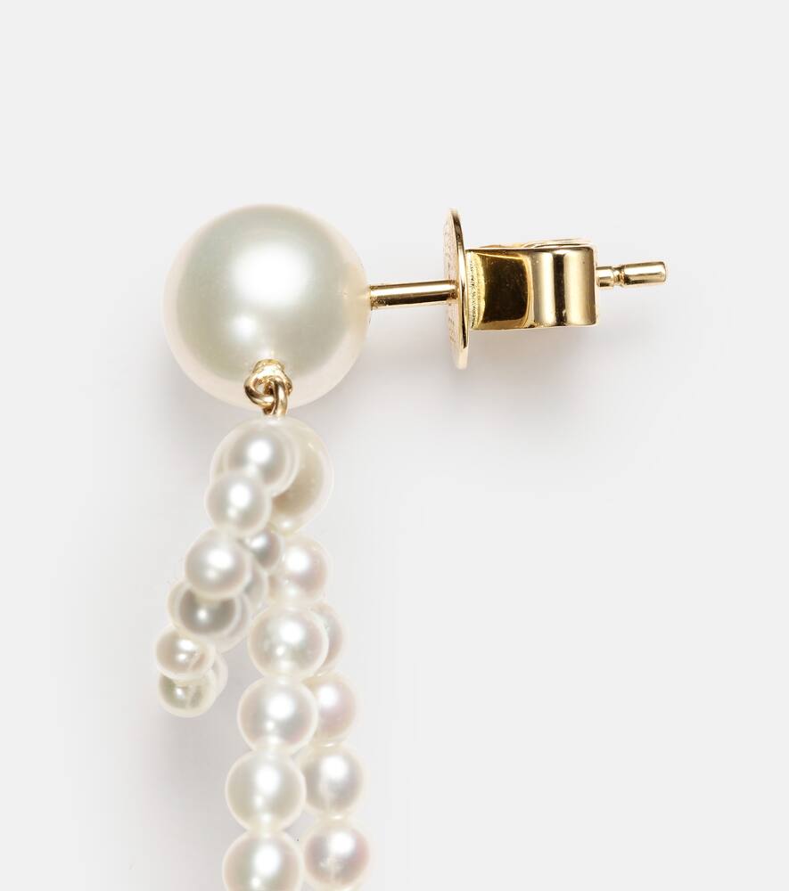 Sophie Bille Brahe Rosette De Perles 14kt Gold Drop Earrings With Freshwater Pearls In Gold