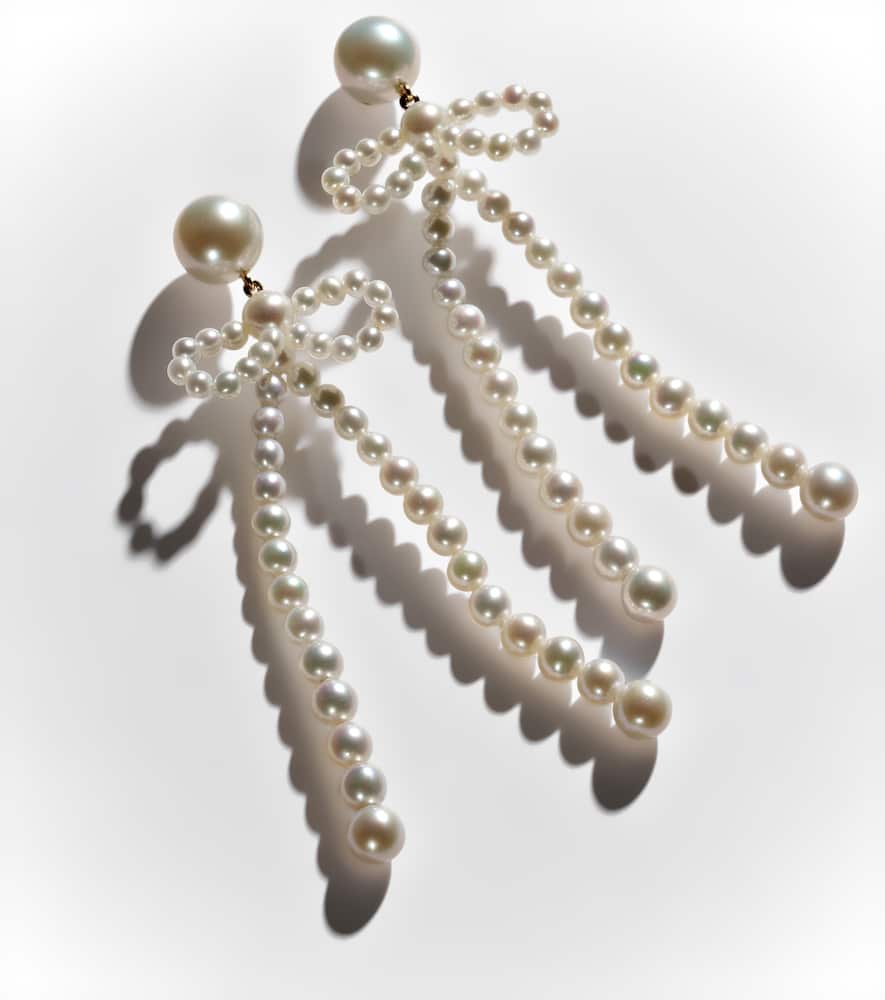 Sophie Bille Brahe Rosette De Perles 14kt Gold Drop Earrings With Freshwater Pearls In Gold