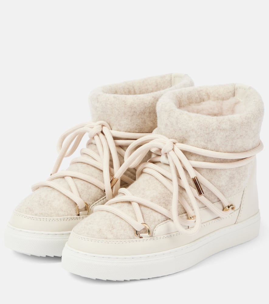Inuikii Felt Ankle Boots In Off White
