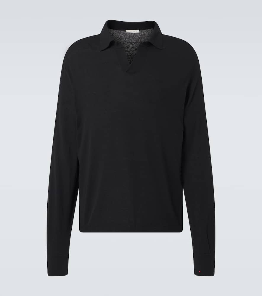 The Row Stafford Silk-jersey Polo Shirt In Black