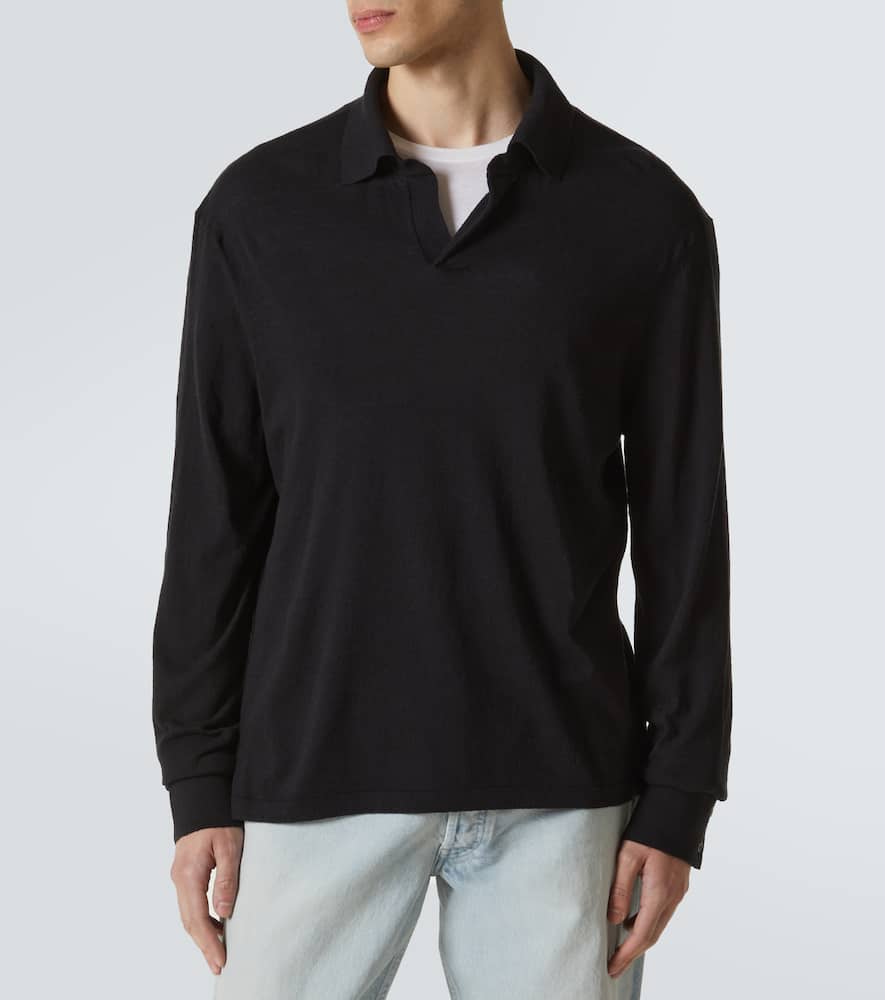 The Row Stafford Silk-jersey Polo Shirt In Black
