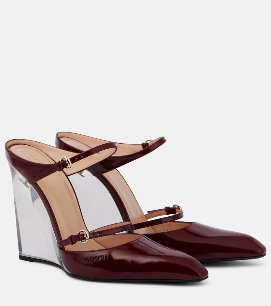 Logo leather wedges
