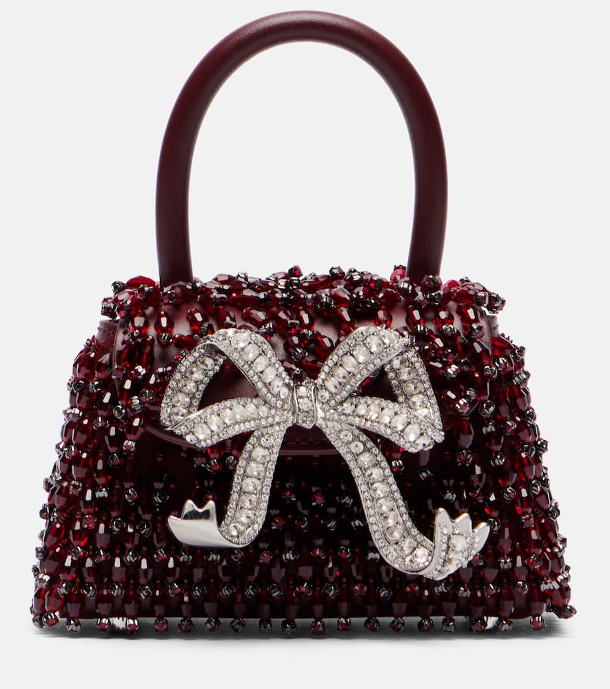 Bow Micro beaded leather tote bag