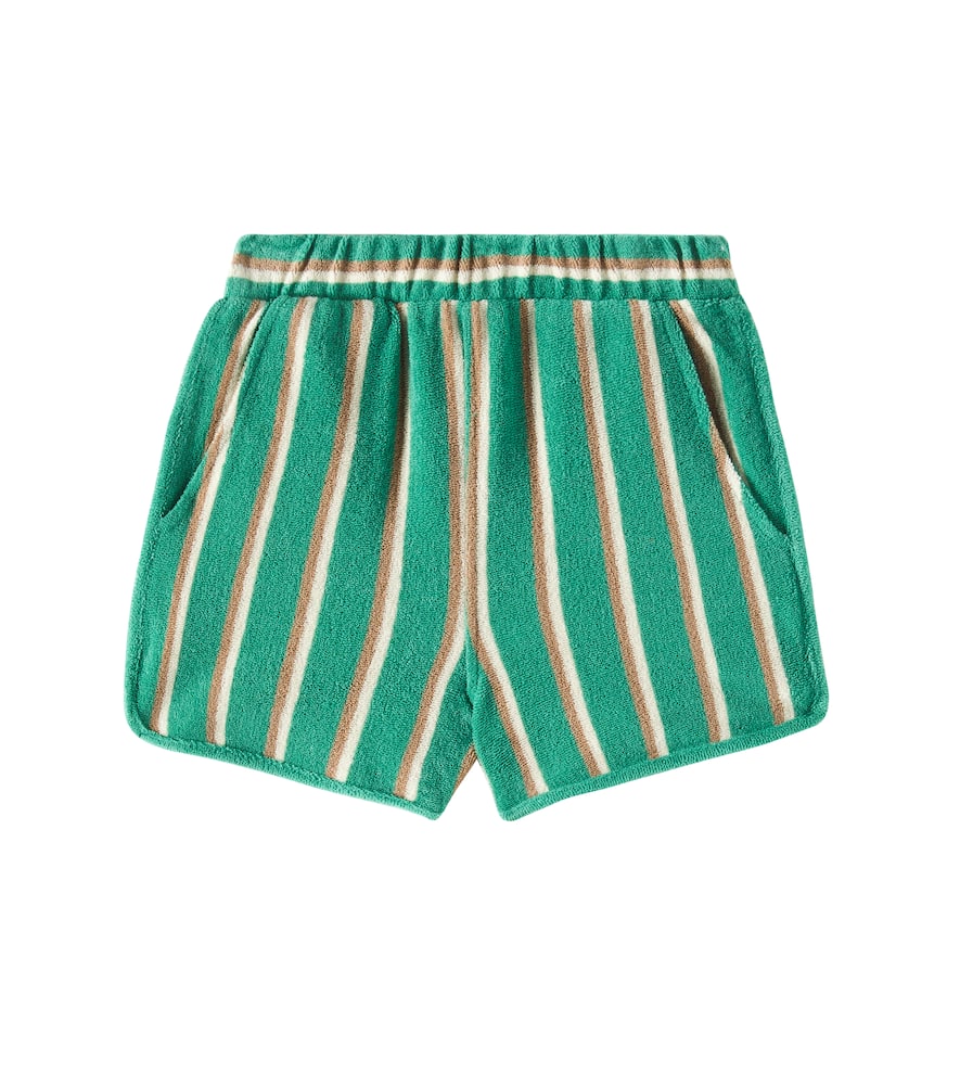 Louise Misha Jivo Striped Cotton Terry Shorts In Grass Cypress Stripes