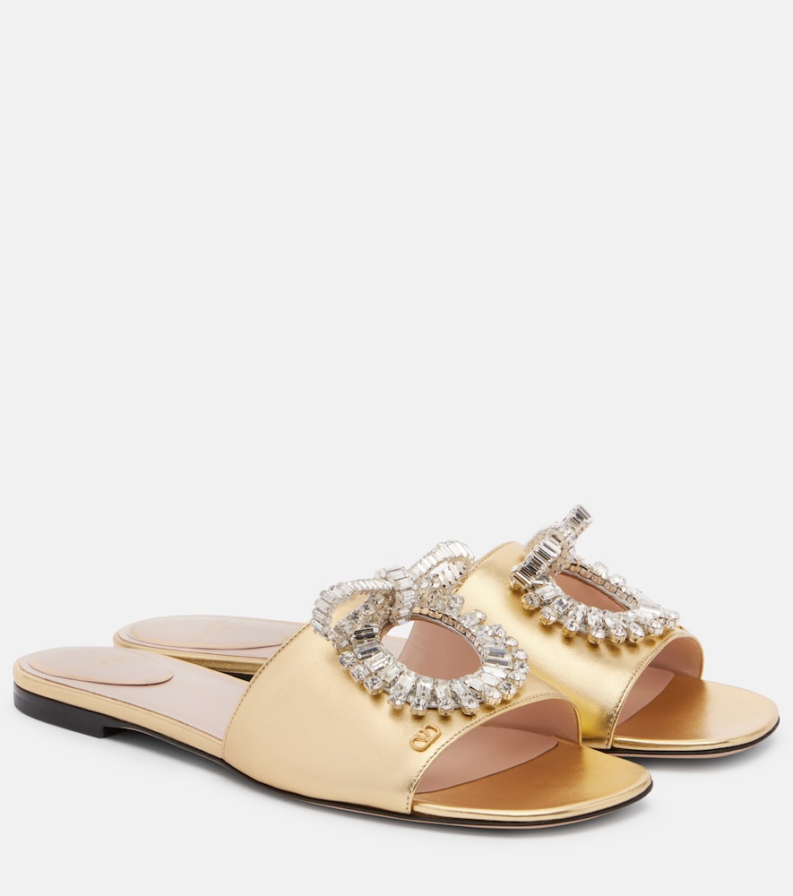 Valentino Garavani Adamantine embellished leather slides