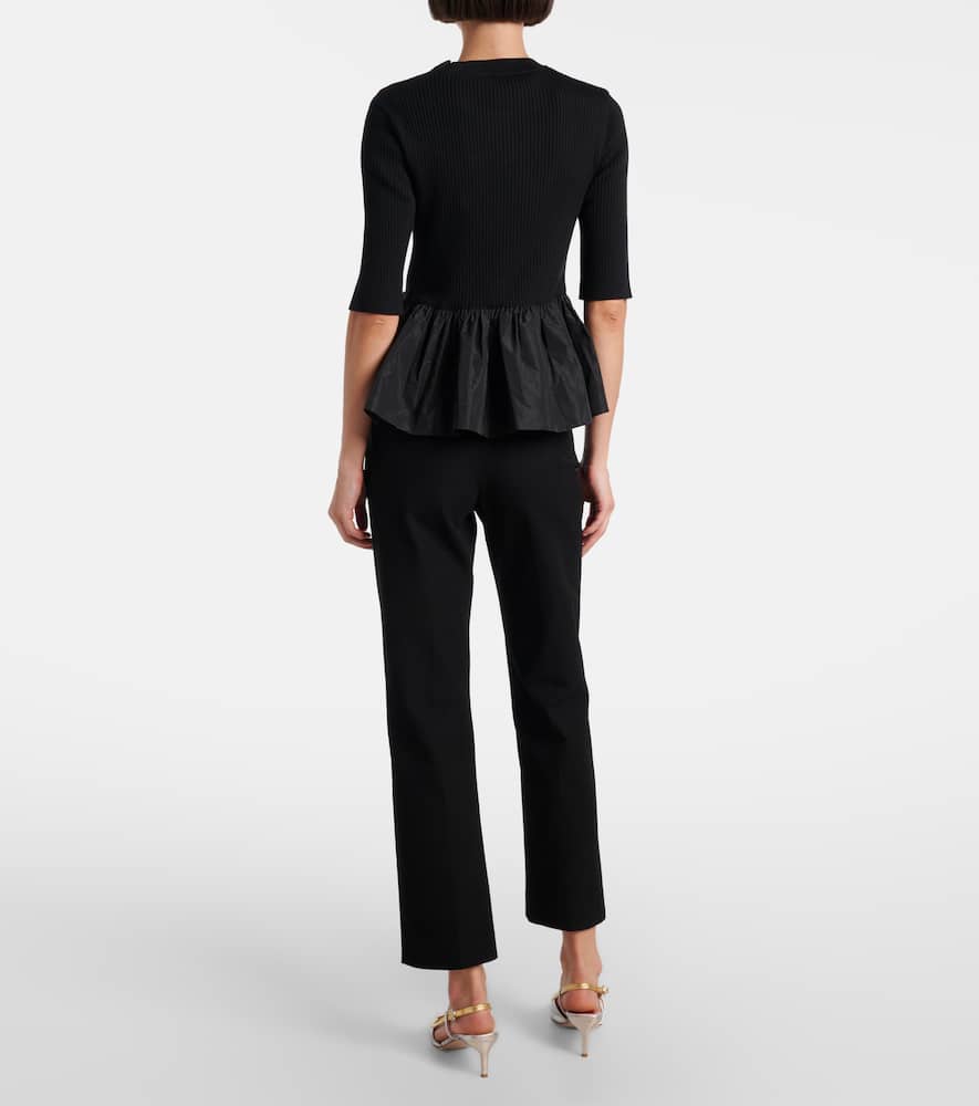Patou Ribbed-knit Peplum Wool Top In Black