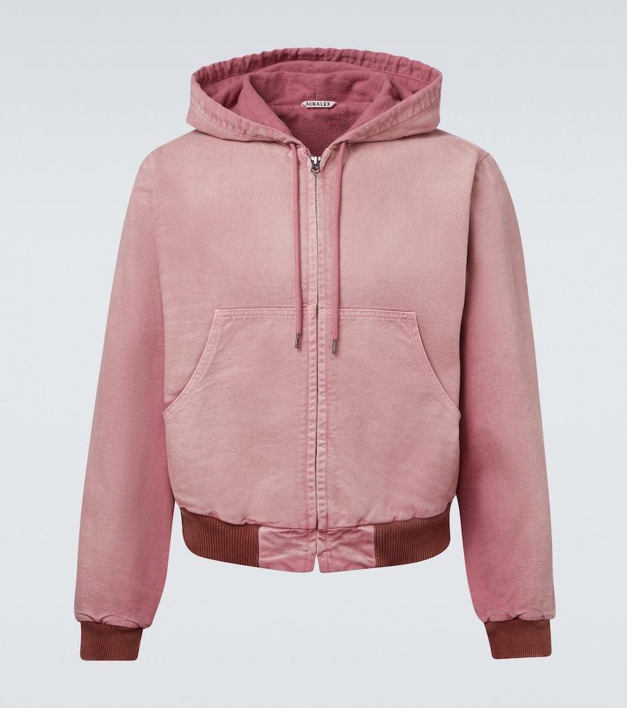 Auralee Sweat-shirt à capuche raccourci en coton
