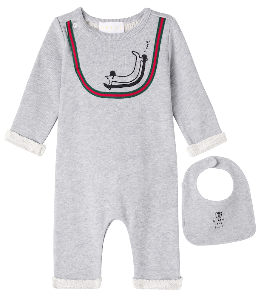Gucci Kids x Euan Roberts Baby cotton jersey onesie and bib set