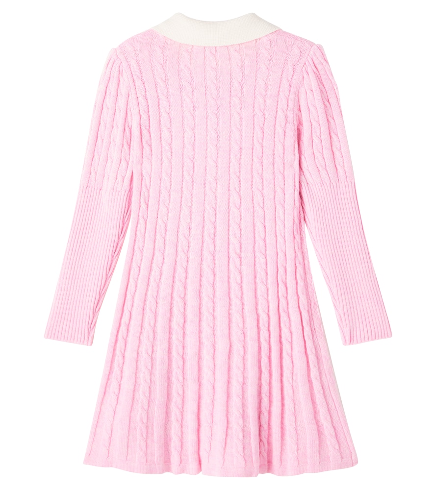 Monnalisa Cable-knit Wool And Cotton Dress In Pink