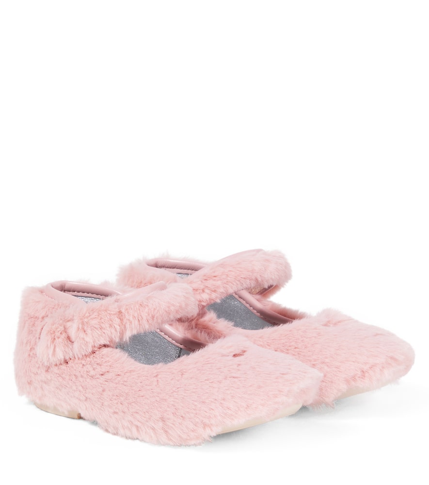 Monnalisa Leather-lined Mary Jane Flats In Pink