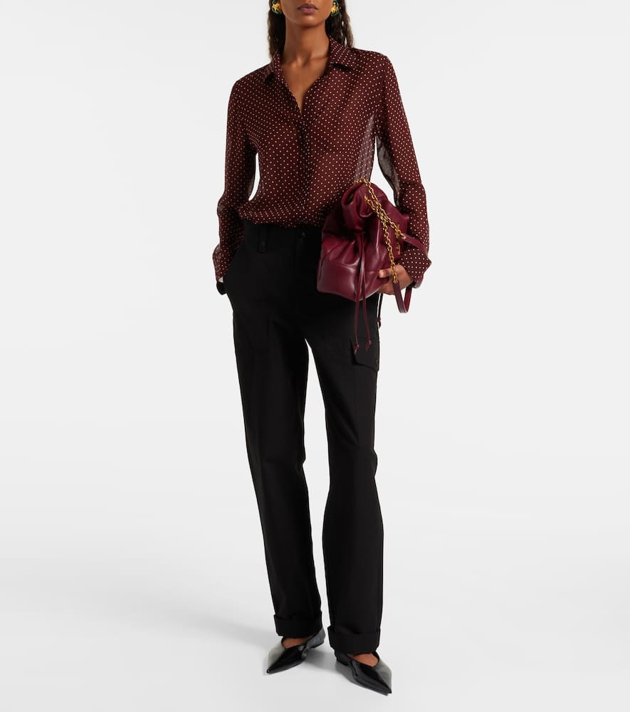 Nili Lotan Gaia Polka-dot Silk Shirt In Burgundy