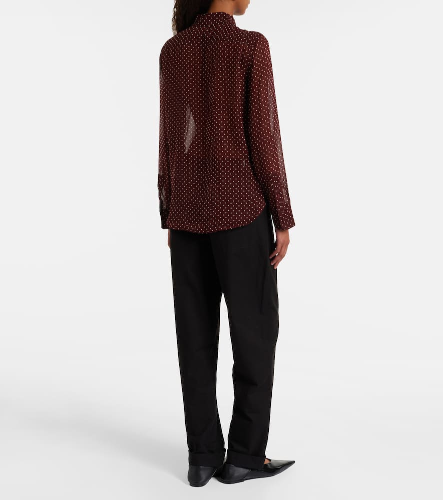 Nili Lotan Gaia Polka-dot Silk Shirt In Burgundy