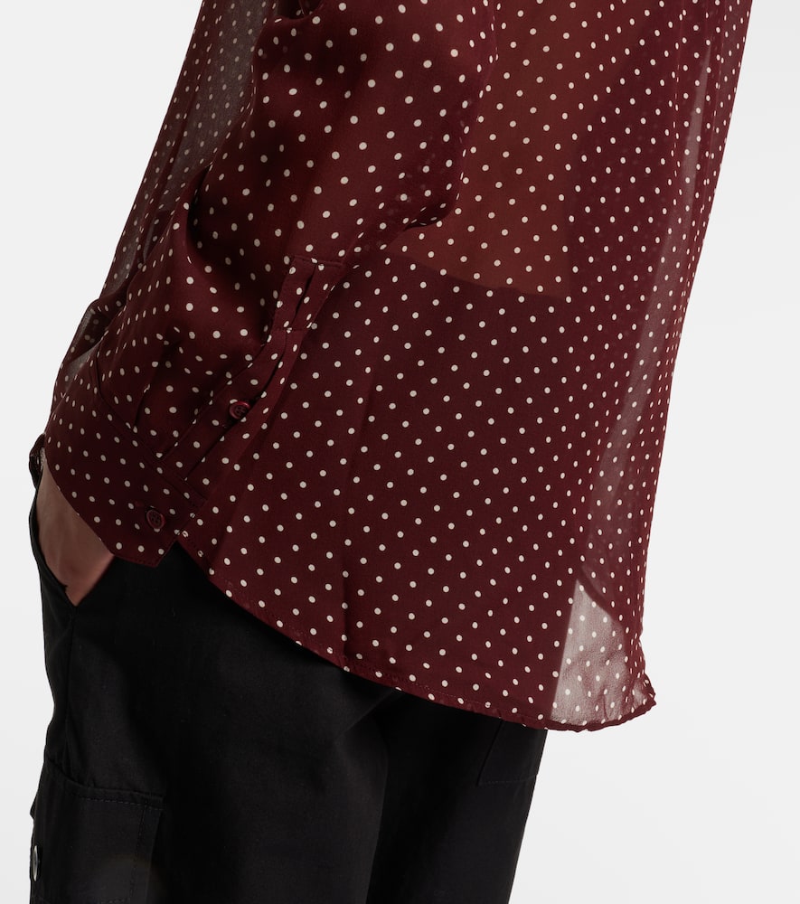 Nili Lotan Gaia Polka-dot Silk Shirt In Burgundy