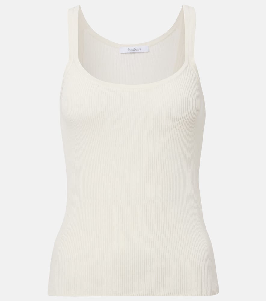 Max Mara Helier Ribbed-knit Cotton-blend Tank Top In Neutral