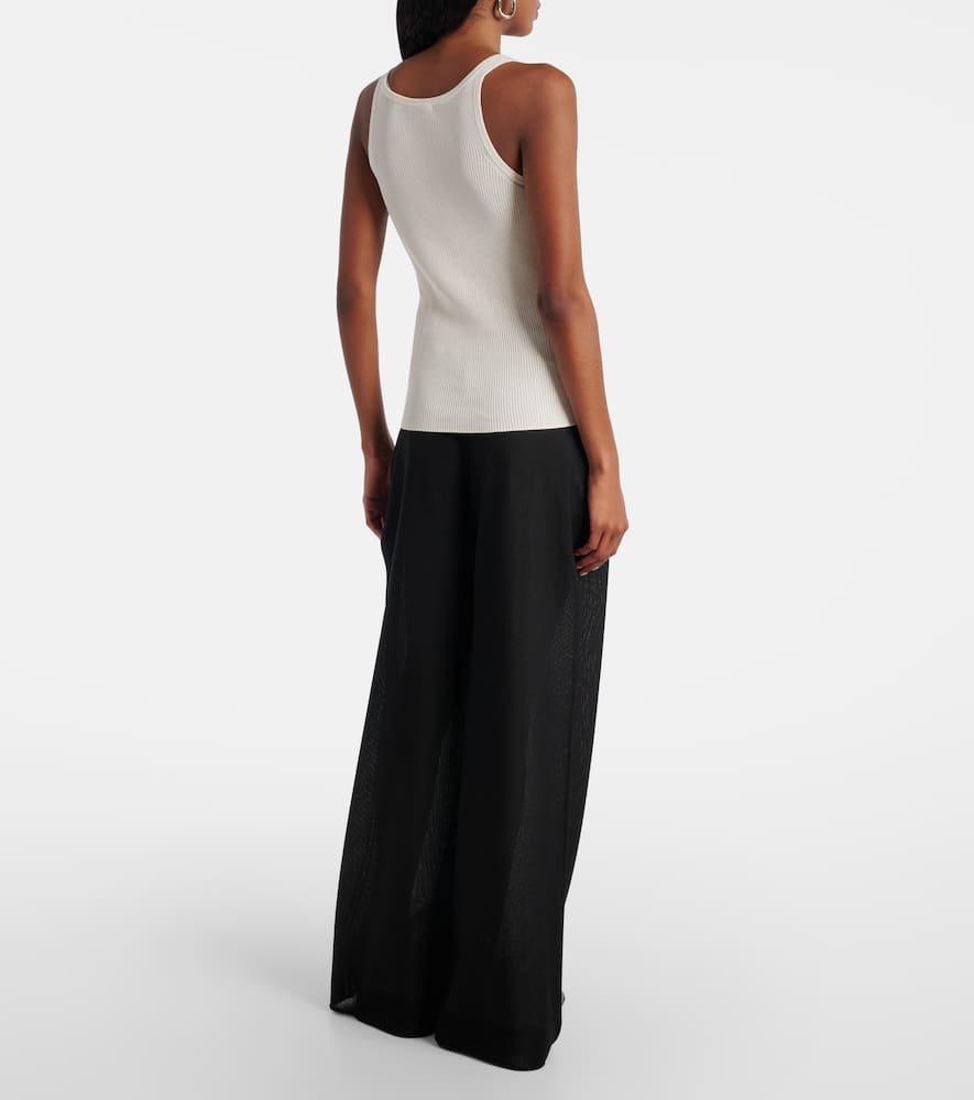 Max Mara Helier Ribbed-knit Cotton-blend Tank Top In Neutral