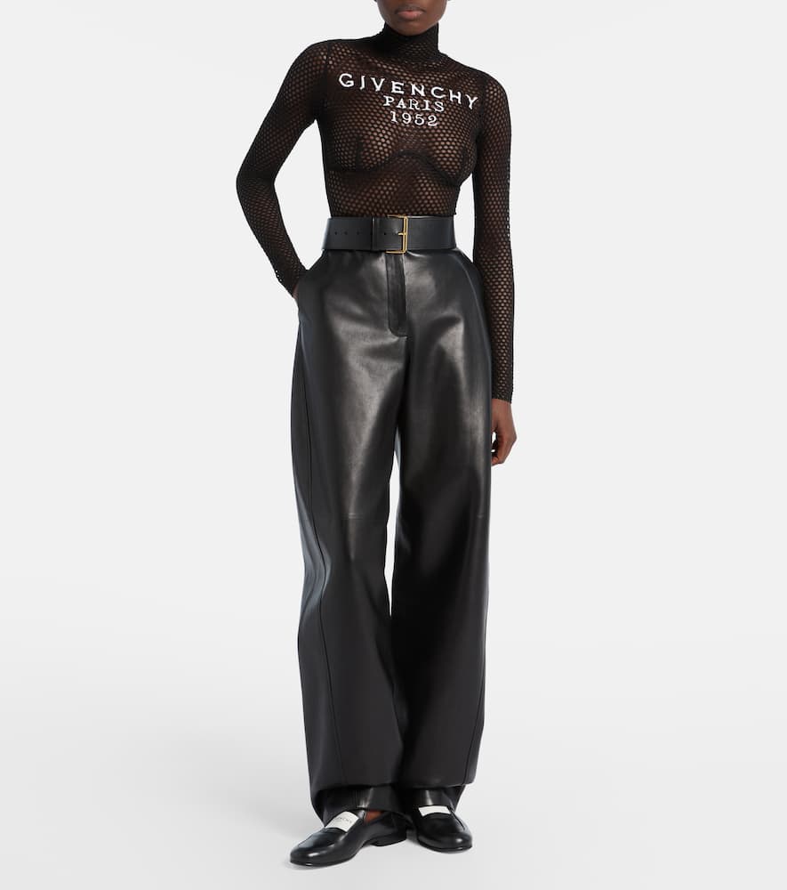 Givenchy Logo Mesh Bodysuit In Black