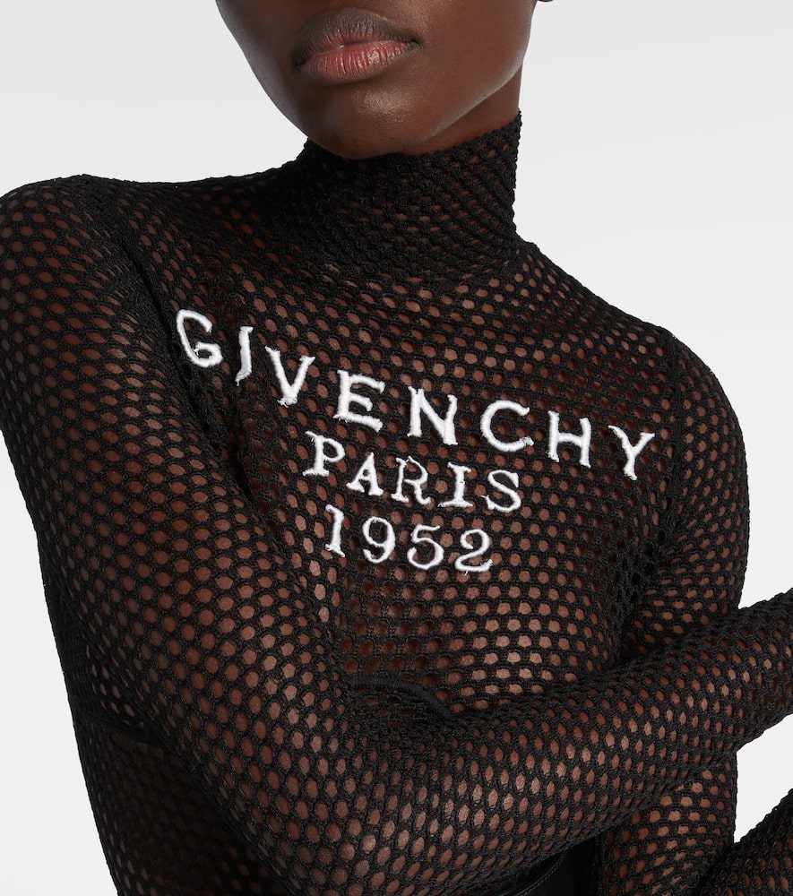 Givenchy Logo Mesh Bodysuit In Black