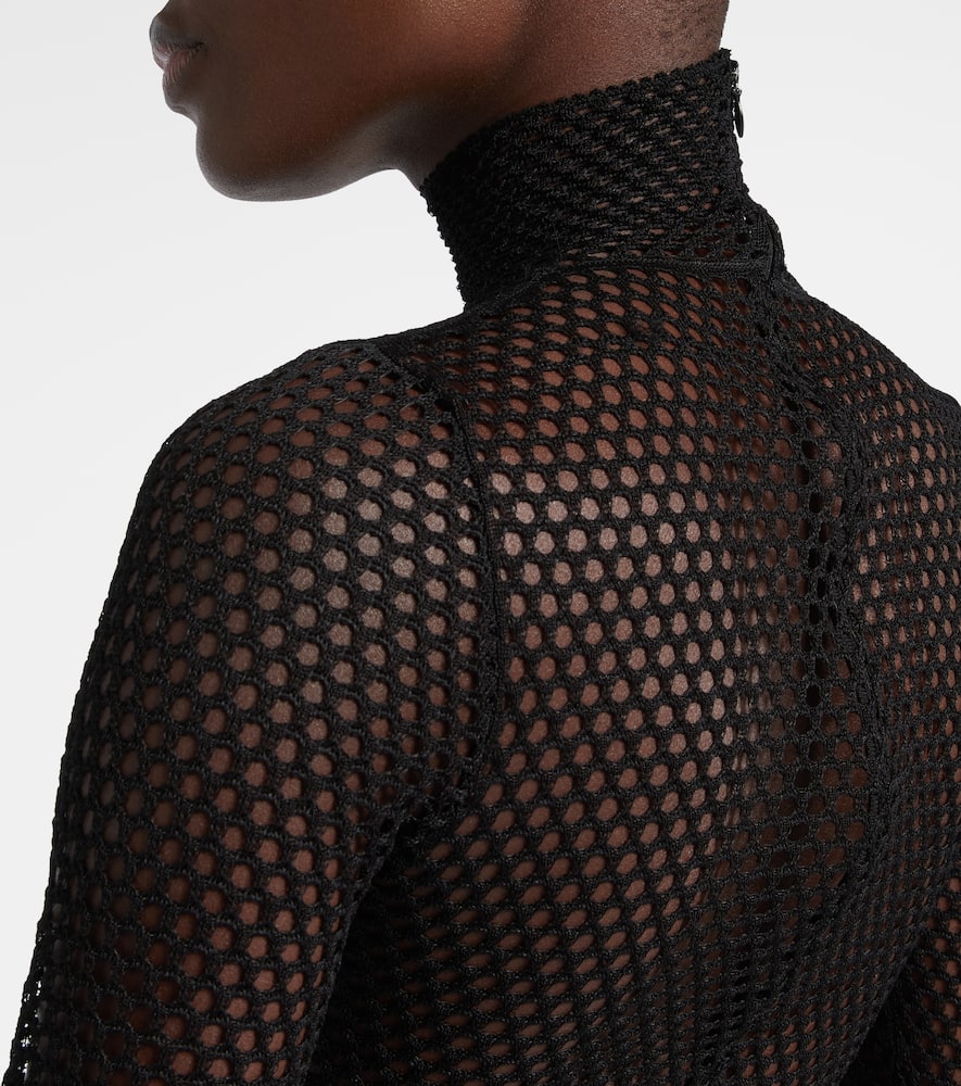 Givenchy Logo Mesh Bodysuit In Black
