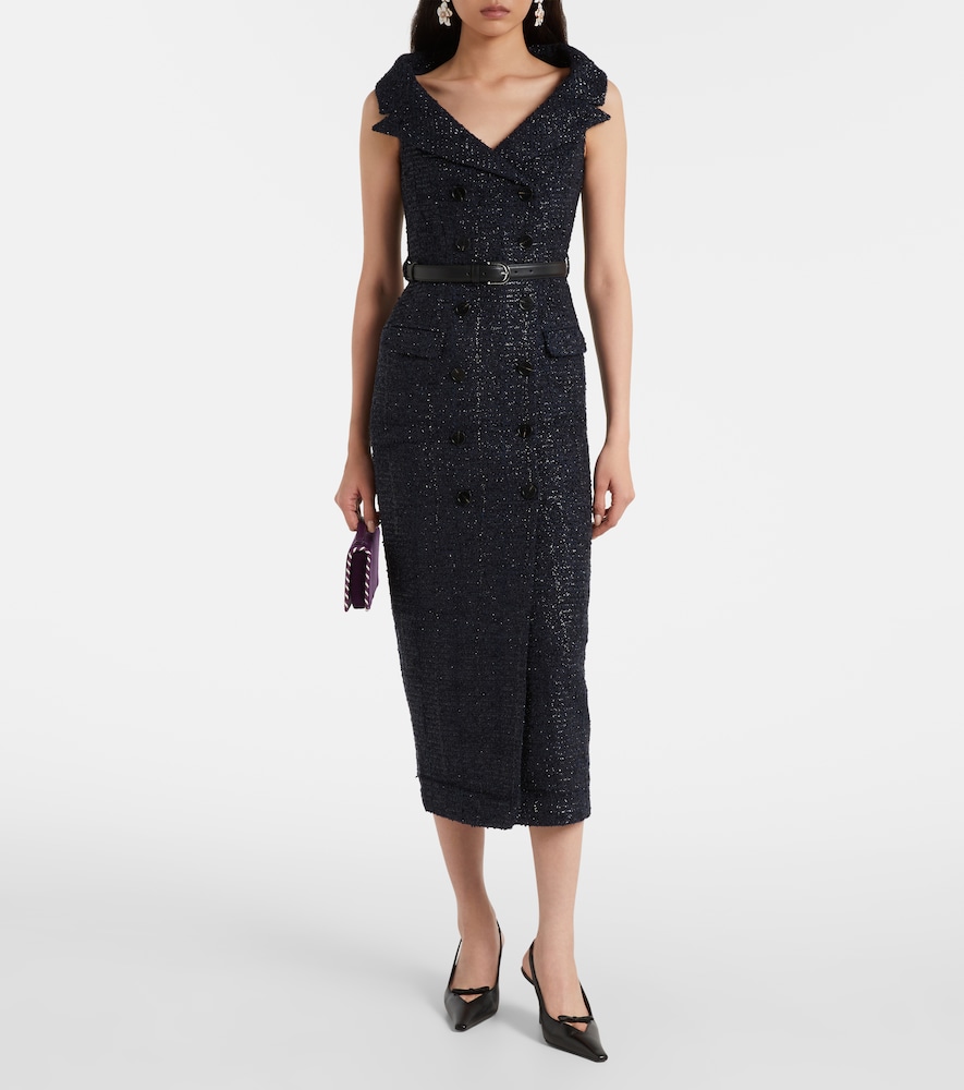 Self-Portrait Belted bouclé midi dress