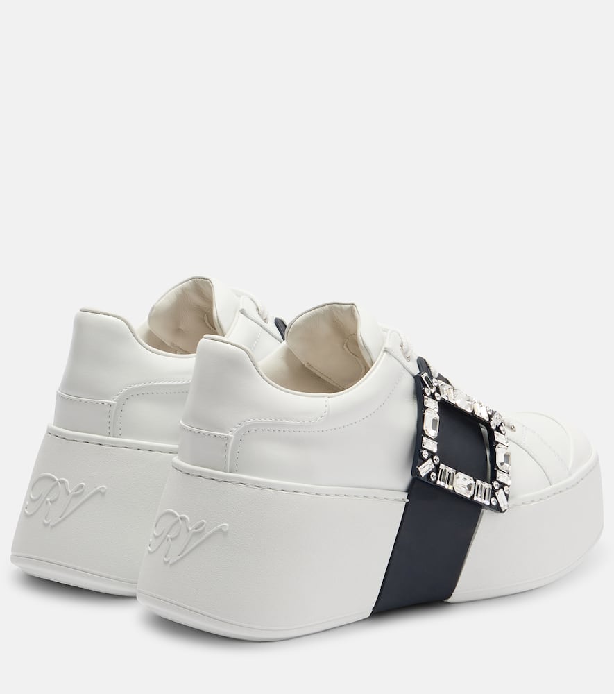 Roger Vivier Viv Skate Leather Platform Sneakers In White