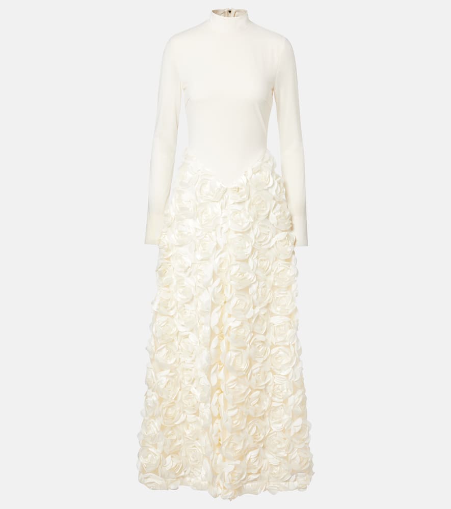Floral-appliqué gown