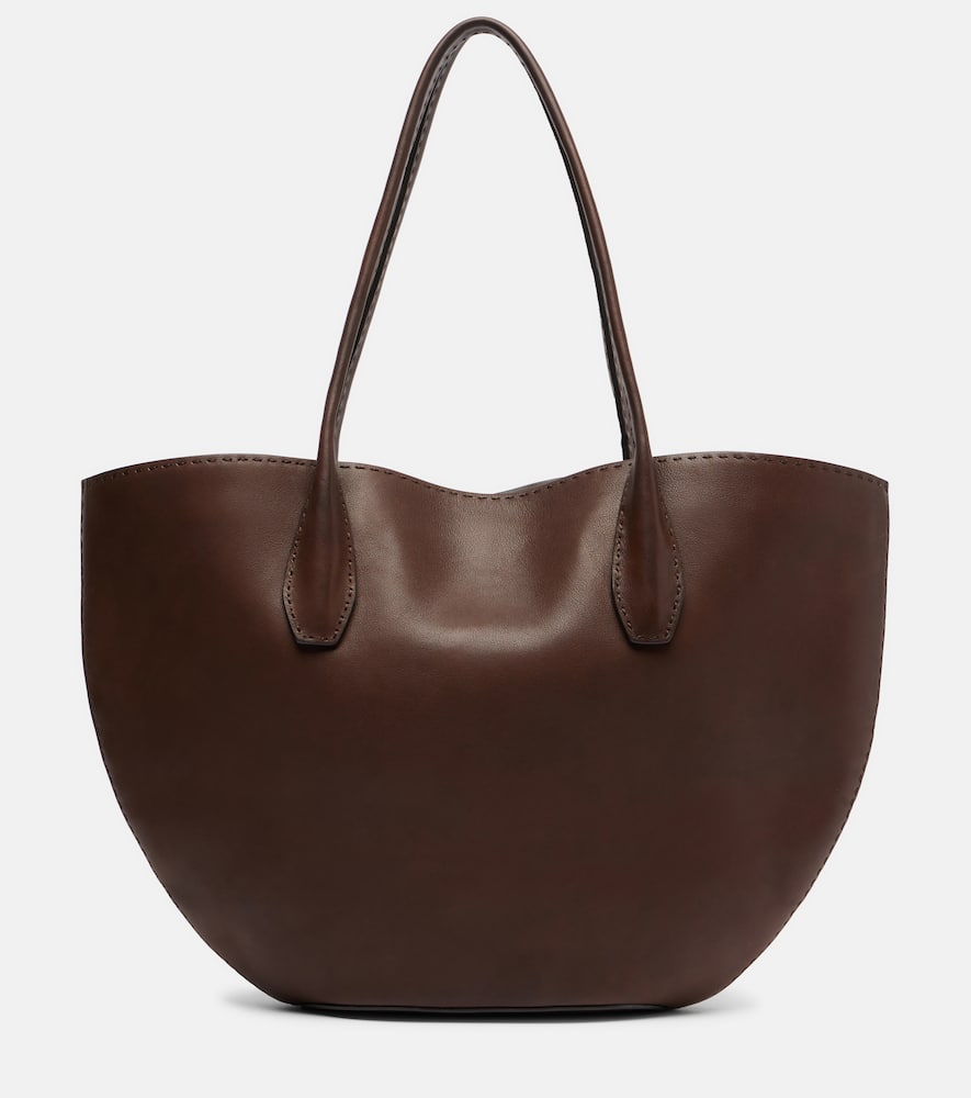 The Row Alger Leather Tote Bag In Brown