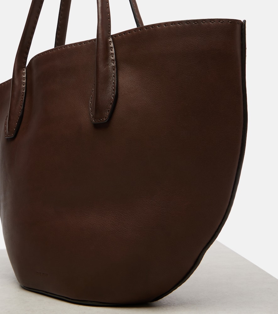 The Row Alger Leather Tote Bag In Brown