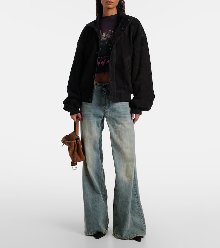 Balenciaga Suede Jacket In Black